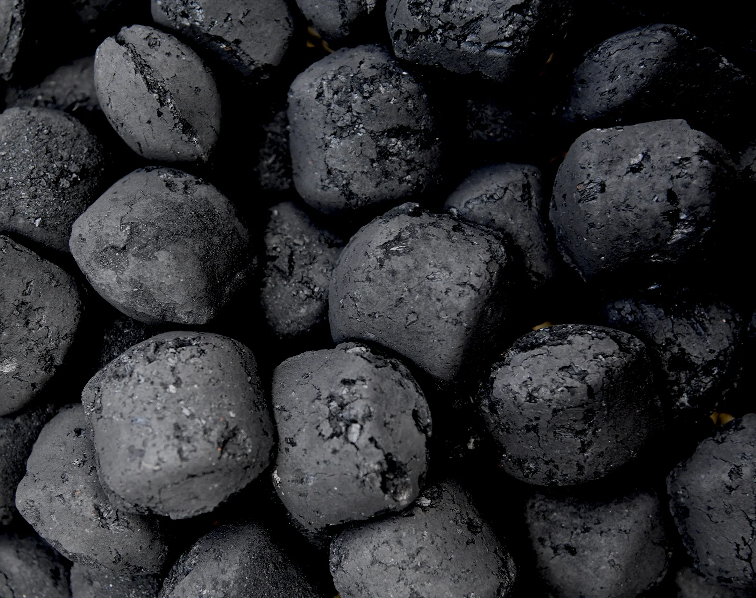 Dense charcoal briquettes made from sawdust and organic waste